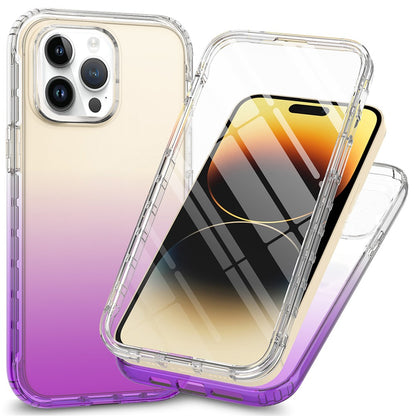 For iPhone 15 Pro Max Gradient PC+TPU Phone Case Anti-scratch Cover with PET Screen Protector