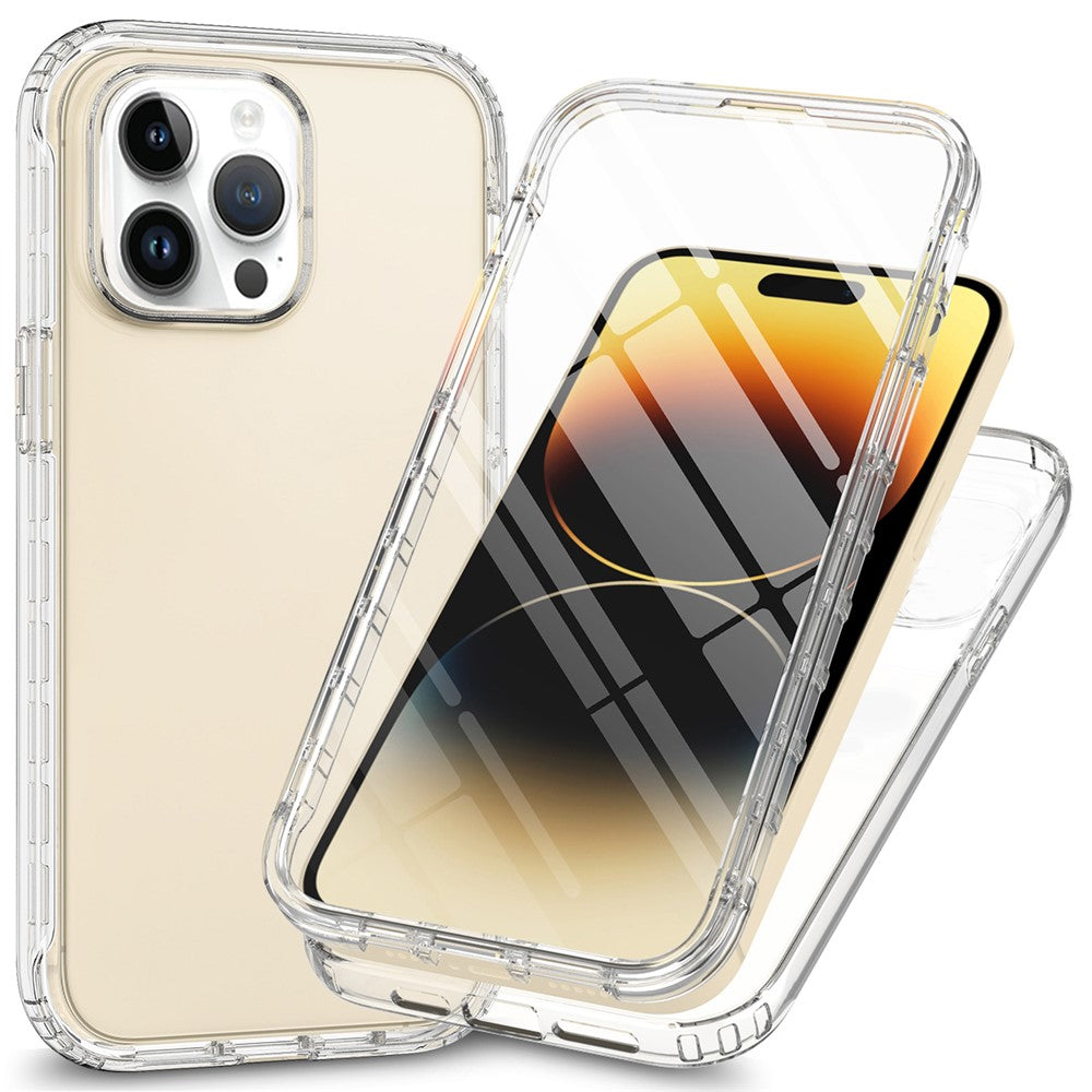 For iPhone 15 Pro Max Gradient PC+TPU Phone Case Anti-scratch Cover with PET Screen Protector