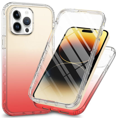 For iPhone 15 Pro Max Gradient PC+TPU Phone Case Anti-scratch Cover with PET Screen Protector