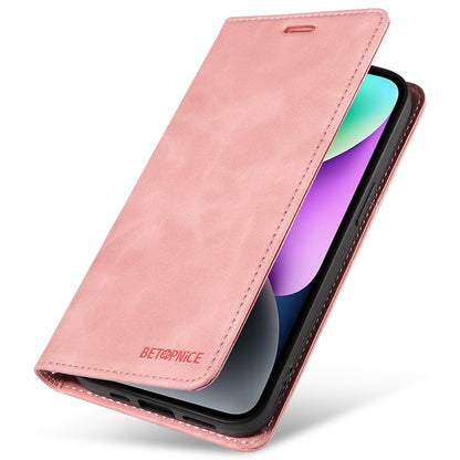 BETOPNICE 003 PU Leather Flip Cover for iPhone 15 Plus , RFID Blocking Stand Wallet Phone Case