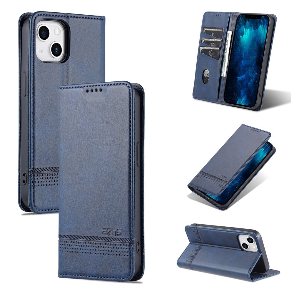 AZNS For iPhone 15 Plus Anti-scratch PU Leather Case Stand Wallet Phone Cover