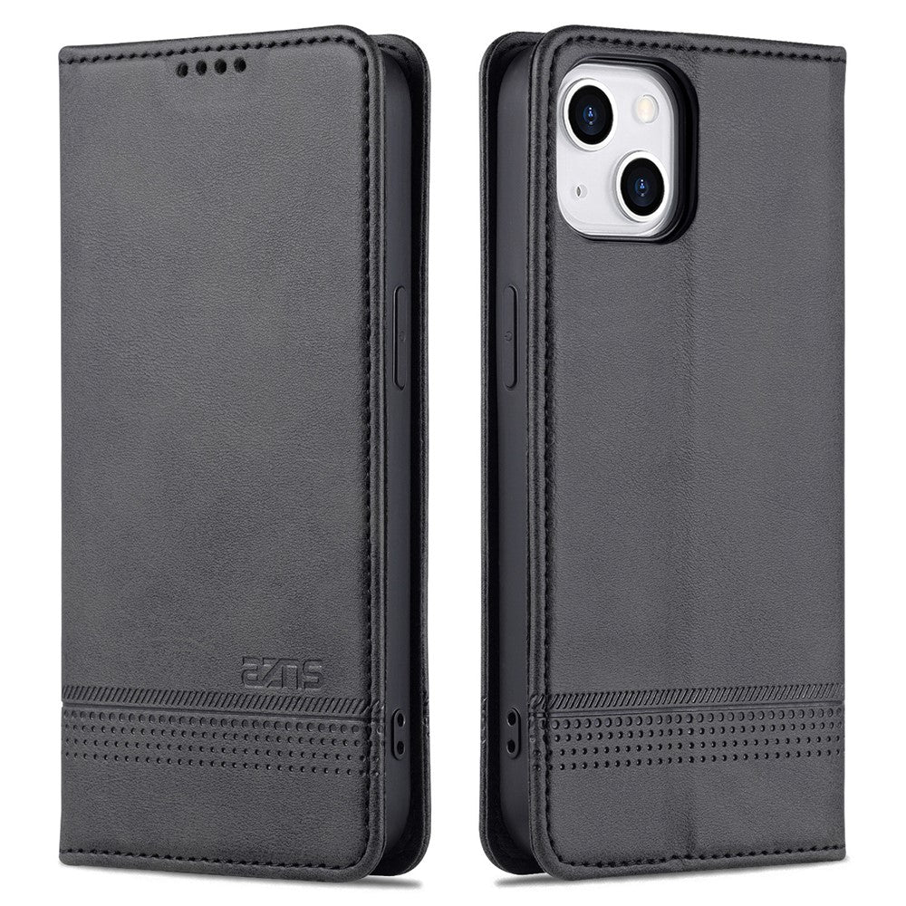 AZNS For iPhone 15 Plus Anti-scratch PU Leather Case Stand Wallet Phone Cover