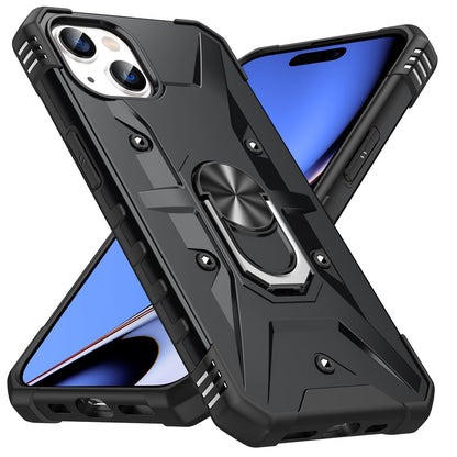 For iPhone 15 Plus Kickstand Case Work with Magnetic Car Mount PC+ TPU Phone Cover