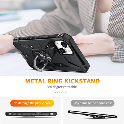 For iPhone 15 Plus Kickstand Case Work with Magnetic Car Mount PC+ TPU Phone Cover
