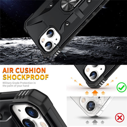 For iPhone 15 Plus Kickstand Case Work with Magnetic Car Mount PC+ TPU Phone Cover
