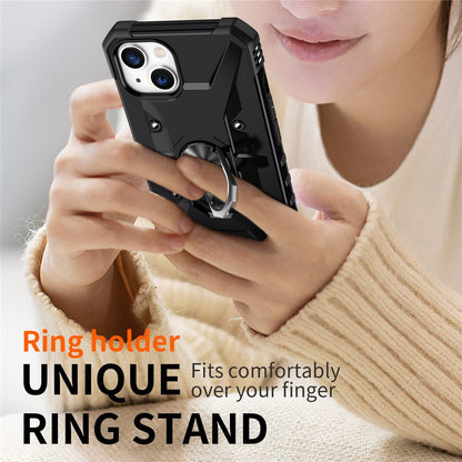 For iPhone 15 Plus Kickstand Case Work with Magnetic Car Mount PC+ TPU Phone Cover