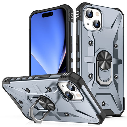 For iPhone 15 Plus Kickstand Case Work with Magnetic Car Mount PC+ TPU Phone Cover