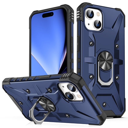 For iPhone 15 Plus Kickstand Case Work with Magnetic Car Mount PC+ TPU Phone Cover