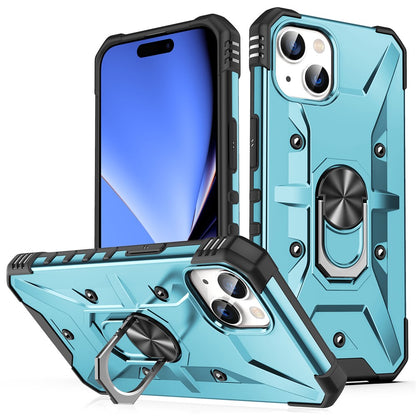 For iPhone 15 Plus Kickstand Case Work with Magnetic Car Mount PC+ TPU Phone Cover