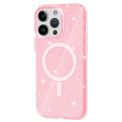 Glitter Magnetic Case for iPhone 15 Pro Max , Hard PC + Soft TPU Compatible with MagSafe Phone Cover