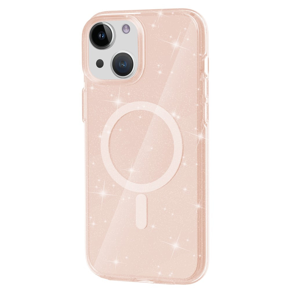 Glitter Back Protector Case for iPhone 15 Plus , Hard PC + Soft TPU Compatible with MagSafe Phone Cover