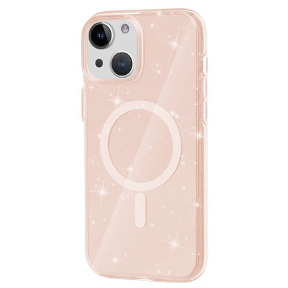 Glitter Back Protector Case for iPhone 15 Plus , Hard PC + Soft TPU Compatible with MagSafe Phone Cover