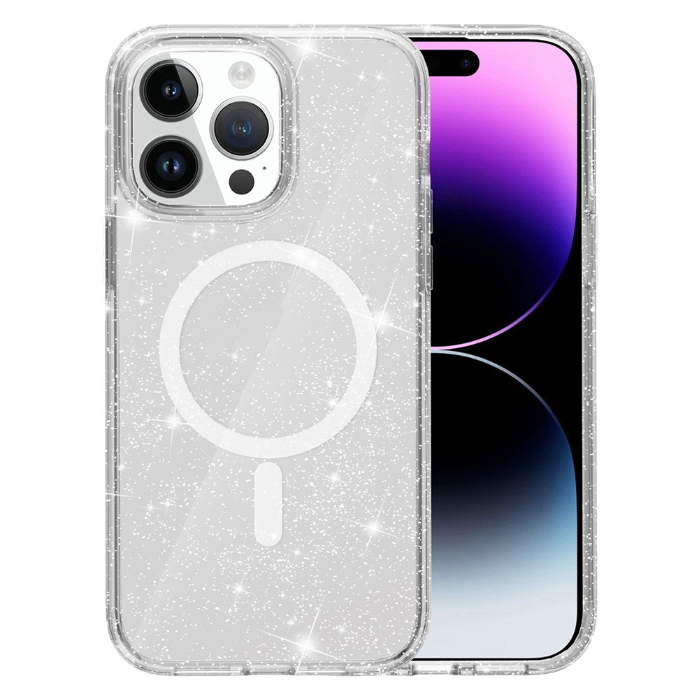 Glitter Case for iPhone 15 Pro , Hard PC + Soft TPU Compatible with MagSafe Anti-drop Phone Cover