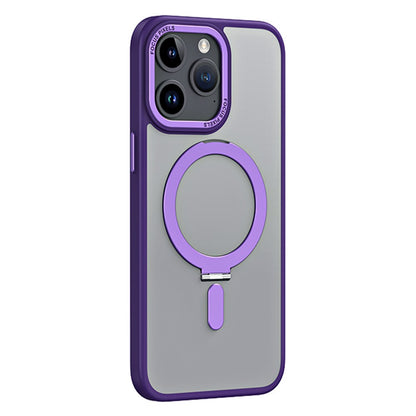 Magnetic Case for iPhone 15 Pro , Matte TPU+Acrylic Ring Kickstand Phone Cover