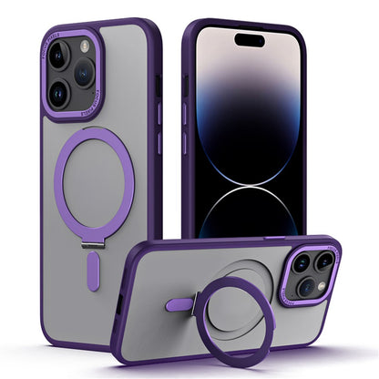 Magnetic Case for iPhone 15 Pro , Matte TPU+Acrylic Ring Kickstand Phone Cover