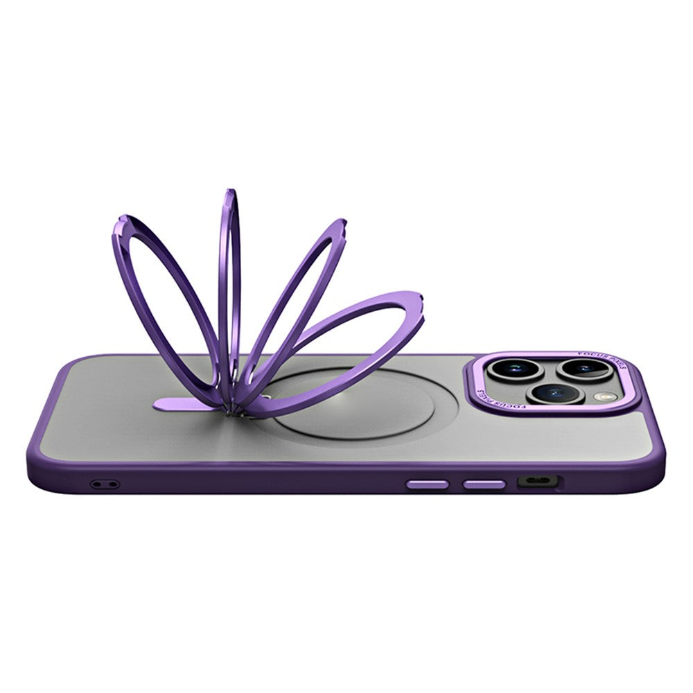 Magnetic Case for iPhone 15 Pro , Matte TPU+Acrylic Ring Kickstand Phone Cover
