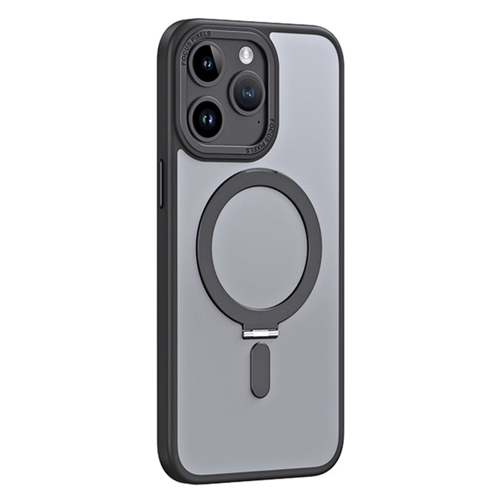 Magnetic Case for iPhone 15 Pro , Matte TPU+Acrylic Ring Kickstand Phone Cover