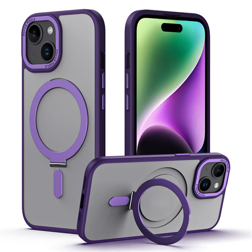 Kickstand Magnetic Case for iPhone 15 Plus , Shockproof TPU+Acrylic Matte Phone Cover