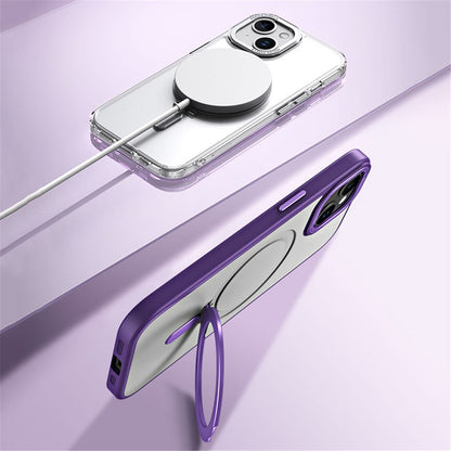 Kickstand Magnetic Case for iPhone 15 Plus , Shockproof TPU+Acrylic Matte Phone Cover