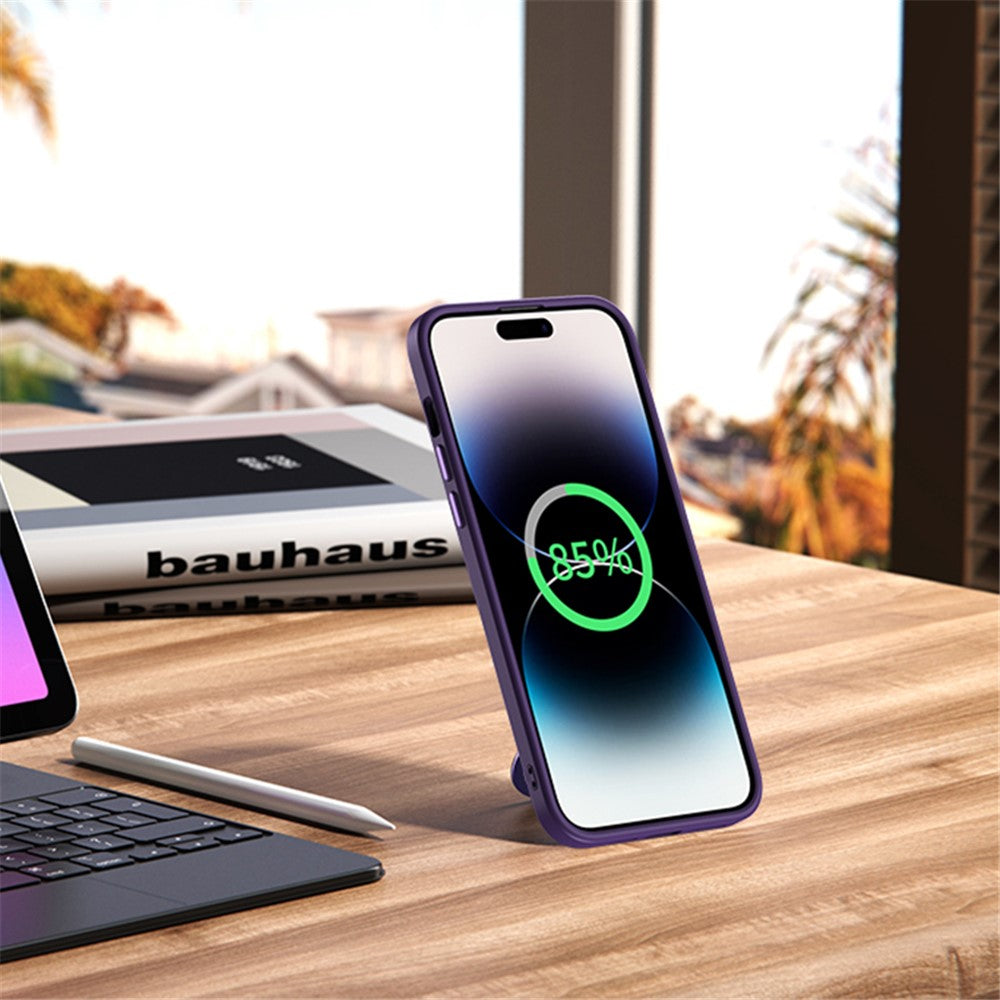 Magnetic Matte Case for iPhone 15 Pro Max , TPU+Acrylic Drop Protection Invisible Kickstand Phone Cover