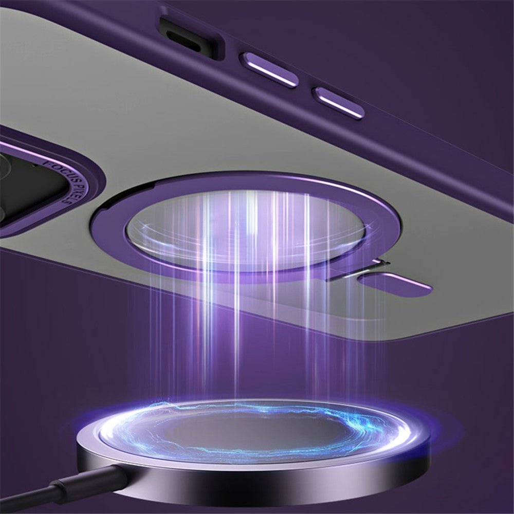 Magnetic Matte Case for iPhone 15 Pro Max , TPU+Acrylic Drop Protection Invisible Kickstand Phone Cover