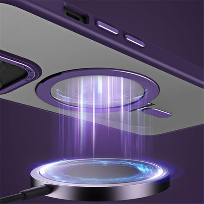 Magnetic Matte Case for iPhone 15 Pro Max , TPU+Acrylic Drop Protection Invisible Kickstand Phone Cover