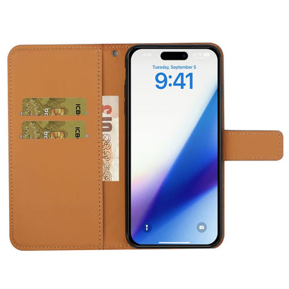 Leather Wallet Case for iPhone 15 Plus , Drop Resistant Imprinted Flower Phone Stand Cover