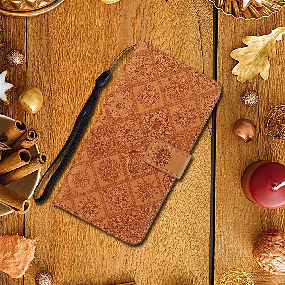 Leather Wallet Case for iPhone 15 Plus , Drop Resistant Imprinted Flower Phone Stand Cover