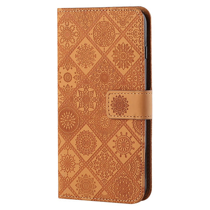 Leather Wallet Case for iPhone 15 Plus , Drop Resistant Imprinted Flower Phone Stand Cover