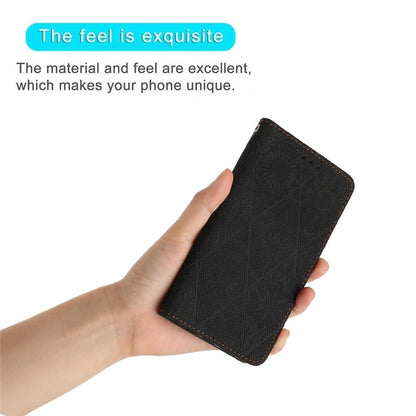 Wallet Case for iPhone 15 Fully Wrapped PU Leather Retro Flower Imprinted Phone Stand Cover