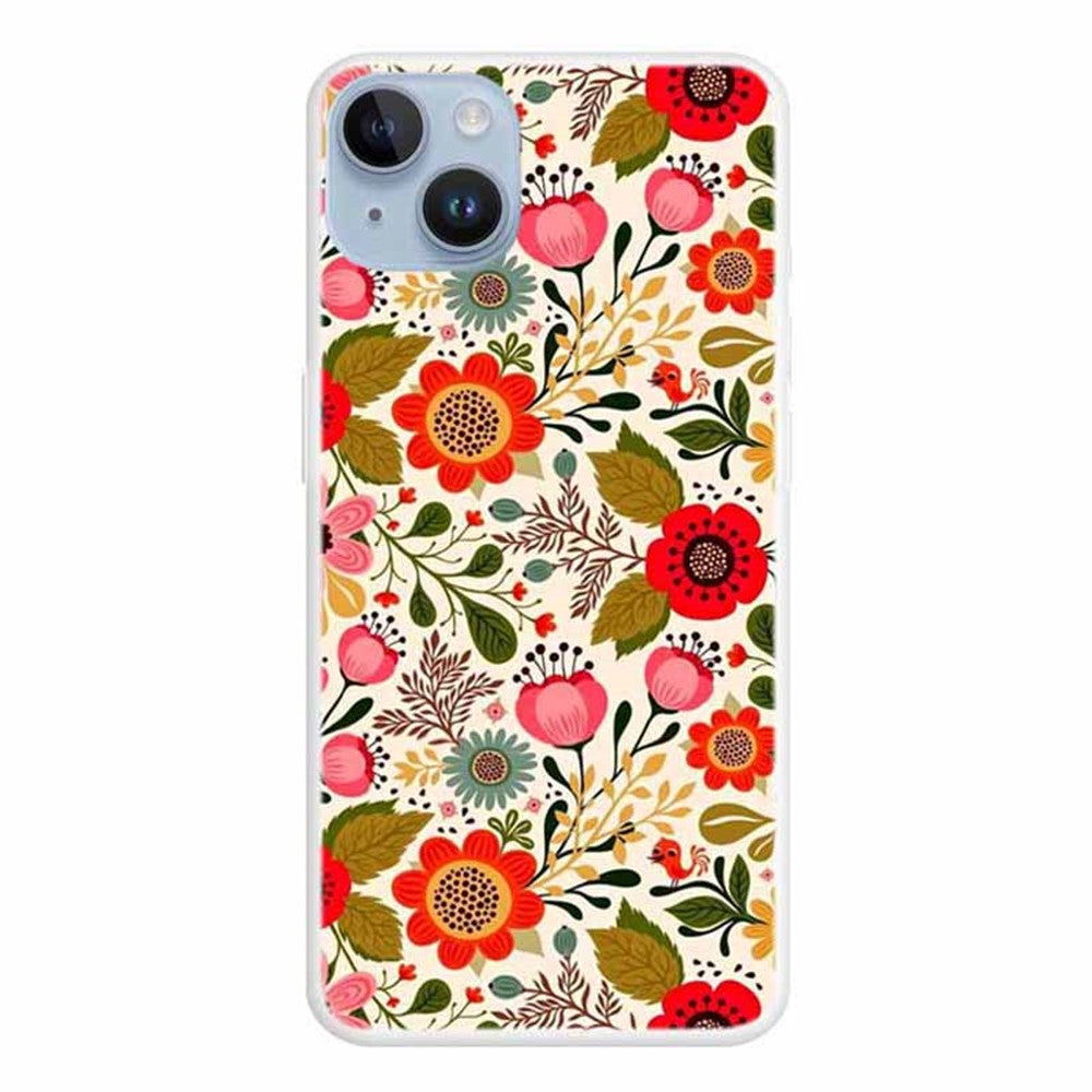 For iPhone 15 Pattern Printing Phone Case Shockproof Slim Fit TPU Cover