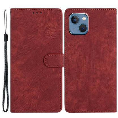 For iPhone 15 Plus Stand Skin-touch Cell Phone Cover PU Leather Wallet Slim-Fit Mobile Phone Case