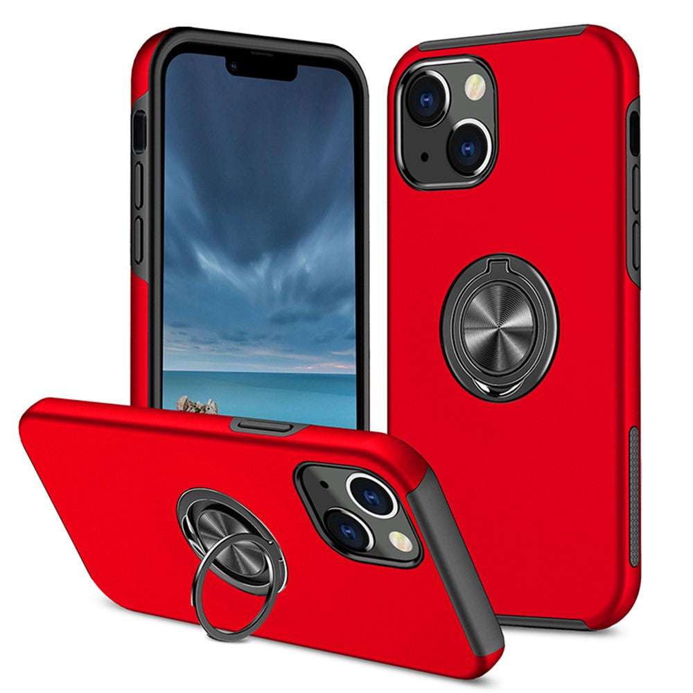 Ring Holder Kickstand PC+TPU Case for iPhone 15 , Drop-proof Protection Phone Cover