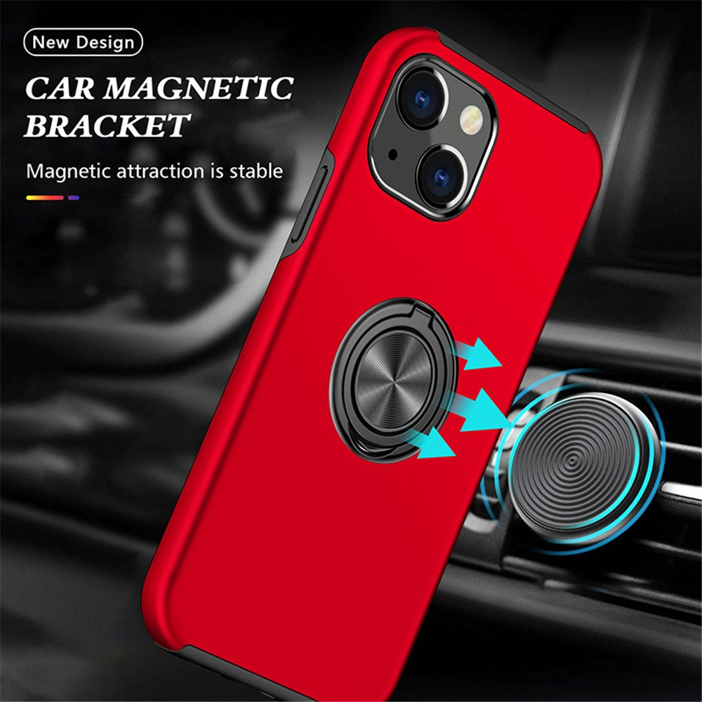 Ring Holder Kickstand PC+TPU Case for iPhone 15 , Drop-proof Protection Phone Cover