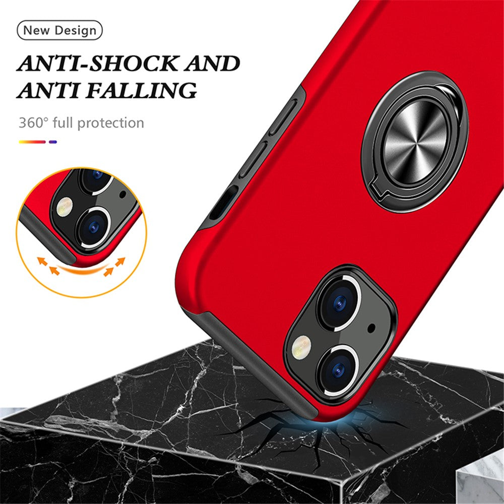 Ring Holder Kickstand PC+TPU Case for iPhone 15 , Drop-proof Protection Phone Cover
