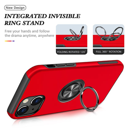Ring Holder Kickstand PC+TPU Case for iPhone 15 , Drop-proof Protection Phone Cover