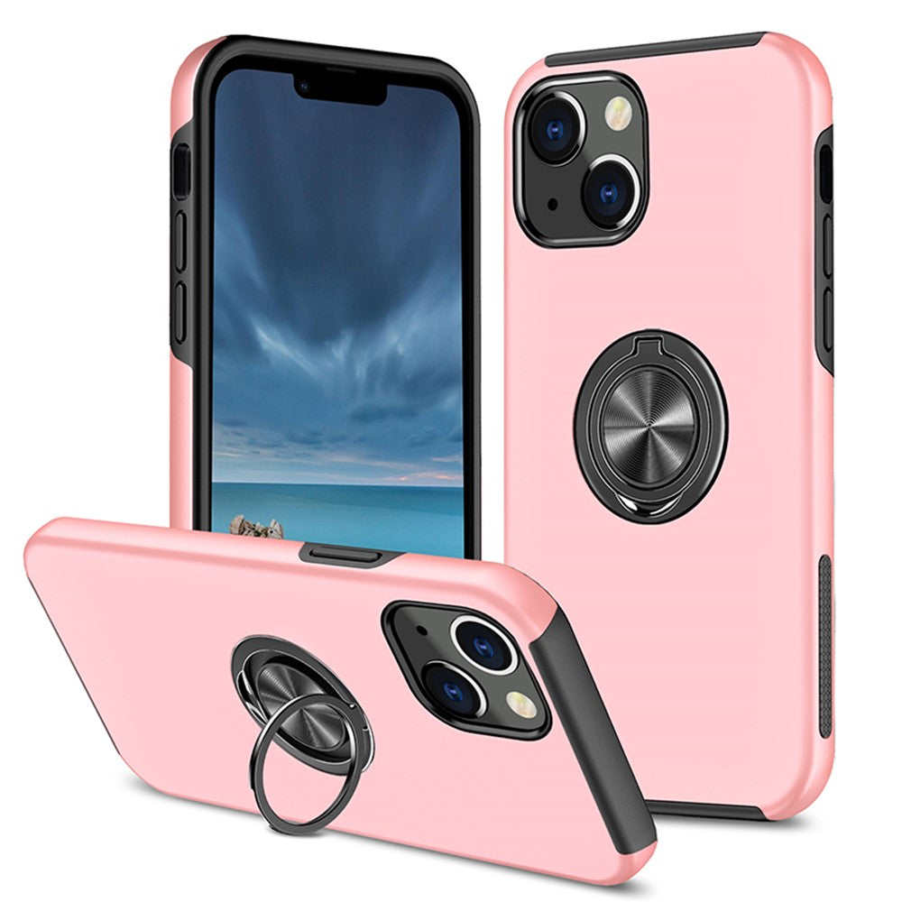 Ring Holder Kickstand PC+TPU Case for iPhone 15 , Drop-proof Protection Phone Cover