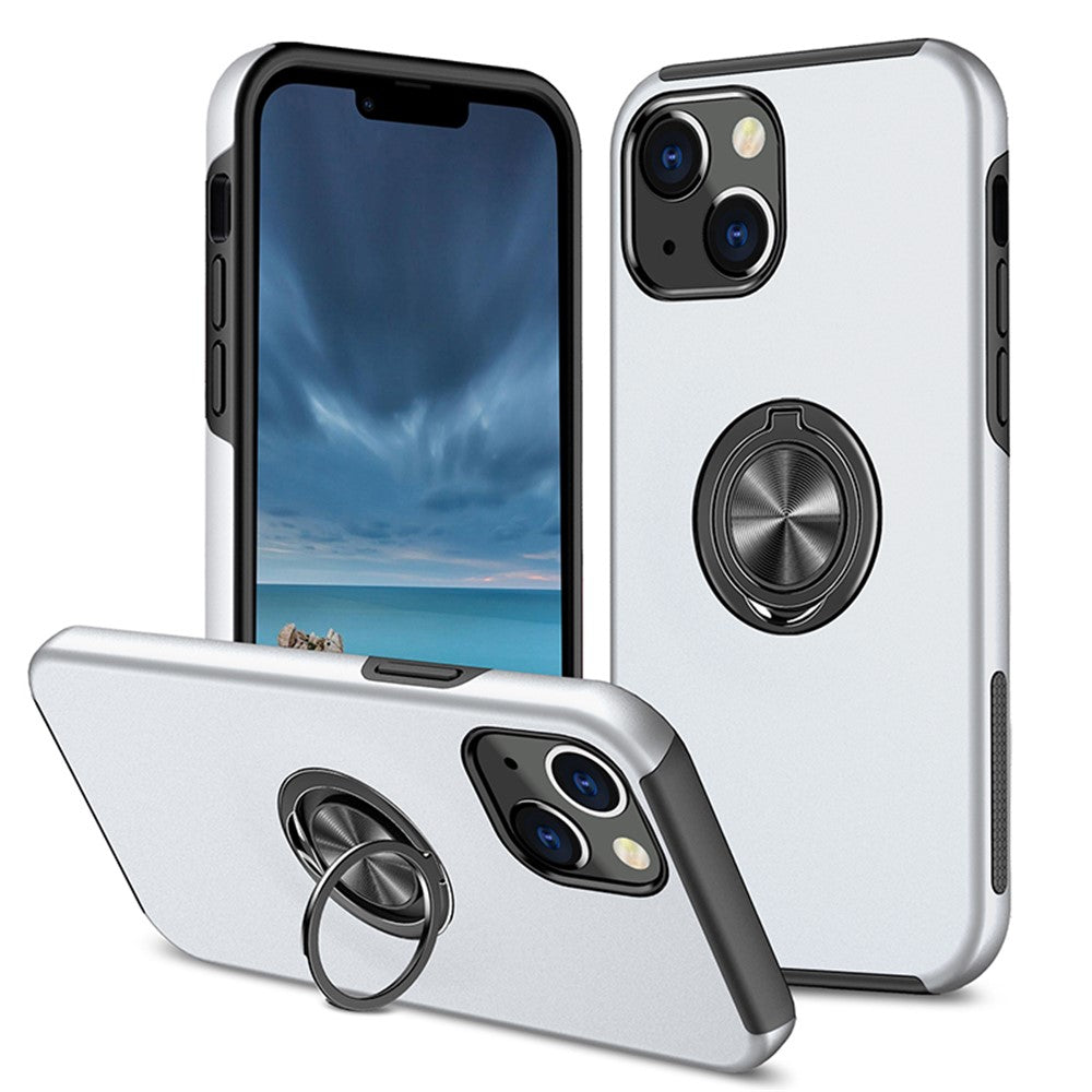 Ring Holder Kickstand PC+TPU Case for iPhone 15 , Drop-proof Protection Phone Cover