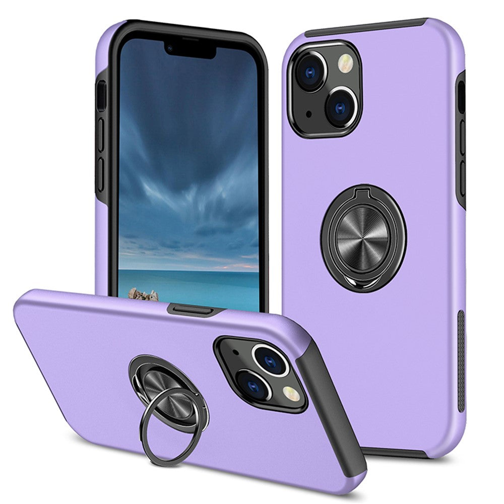 Ring Holder Kickstand PC+TPU Case for iPhone 15 , Drop-proof Protection Phone Cover