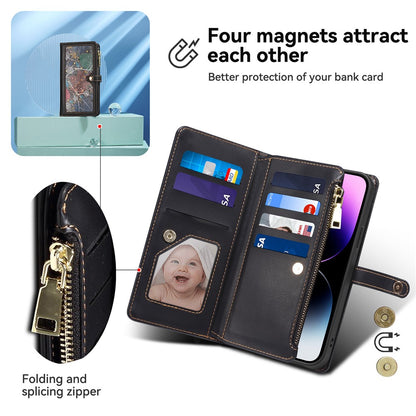 ESEBLE Wallet Leather Phone Case for iPhone 15 Plus , RFID Blocking Zipper Pocket Phone Stand Cover