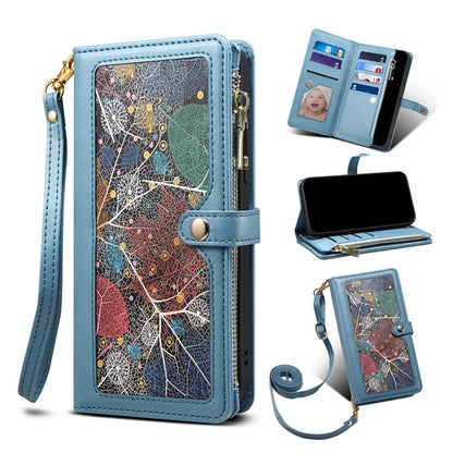 ESEBLE Wallet Leather Phone Case for iPhone 15 Plus , RFID Blocking Zipper Pocket Phone Stand Cover