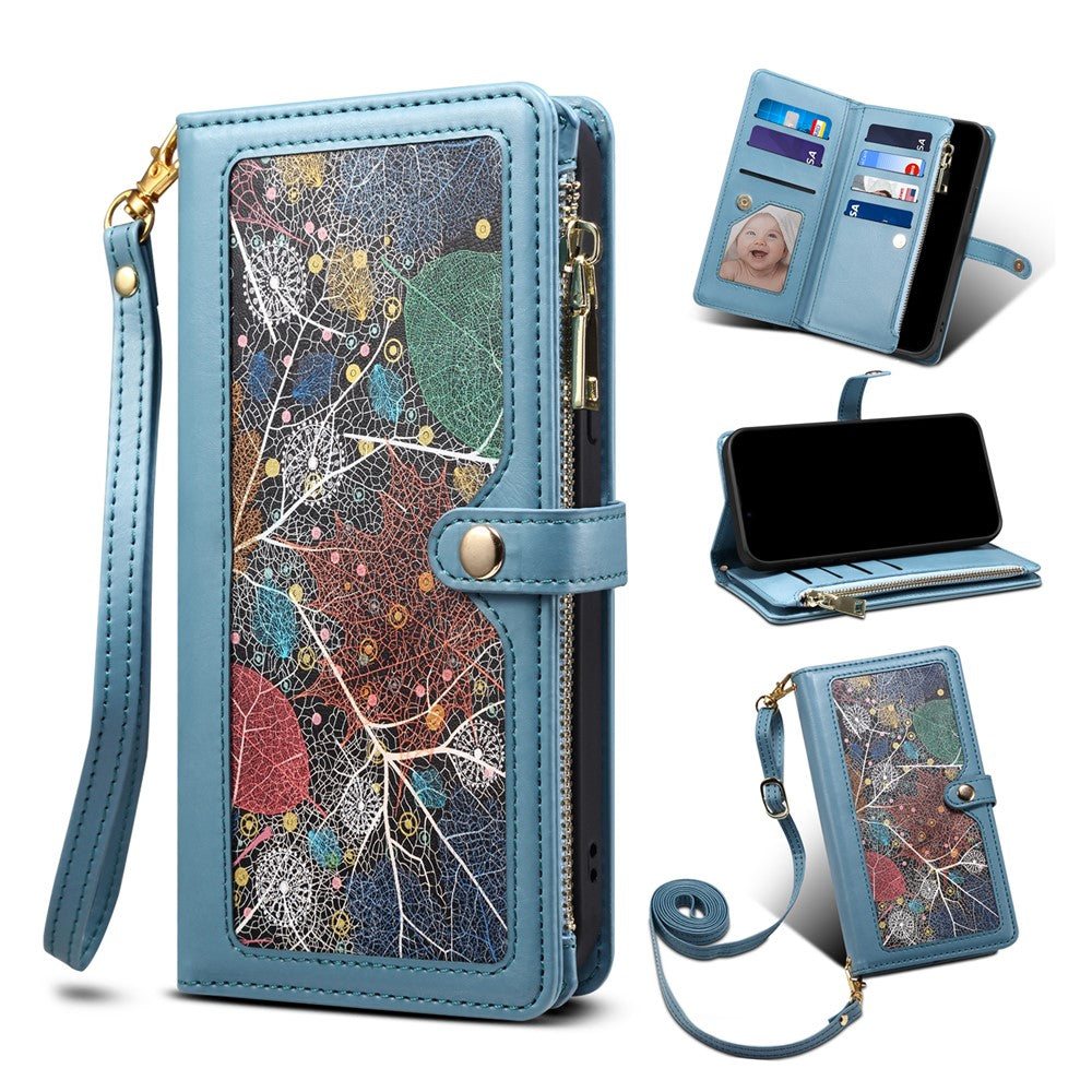 ESEBLE RFID Blocking Phone Case for iPhone 15 Pro Max , Zipper Pocket PU Leather Stand Wallet Cover