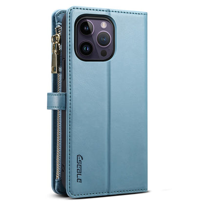 ESEBLE RFID Blocking Phone Case for iPhone 15 Pro Max , Zipper Pocket PU Leather Stand Wallet Cover