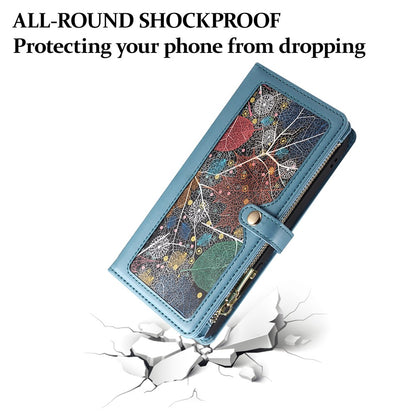 ESEBLE RFID Blocking Phone Case for iPhone 15 Pro Max , Zipper Pocket PU Leather Stand Wallet Cover