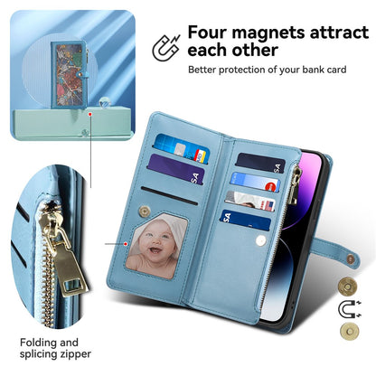 ESEBLE RFID Blocking Phone Case for iPhone 15 Pro Max , Zipper Pocket PU Leather Stand Wallet Cover