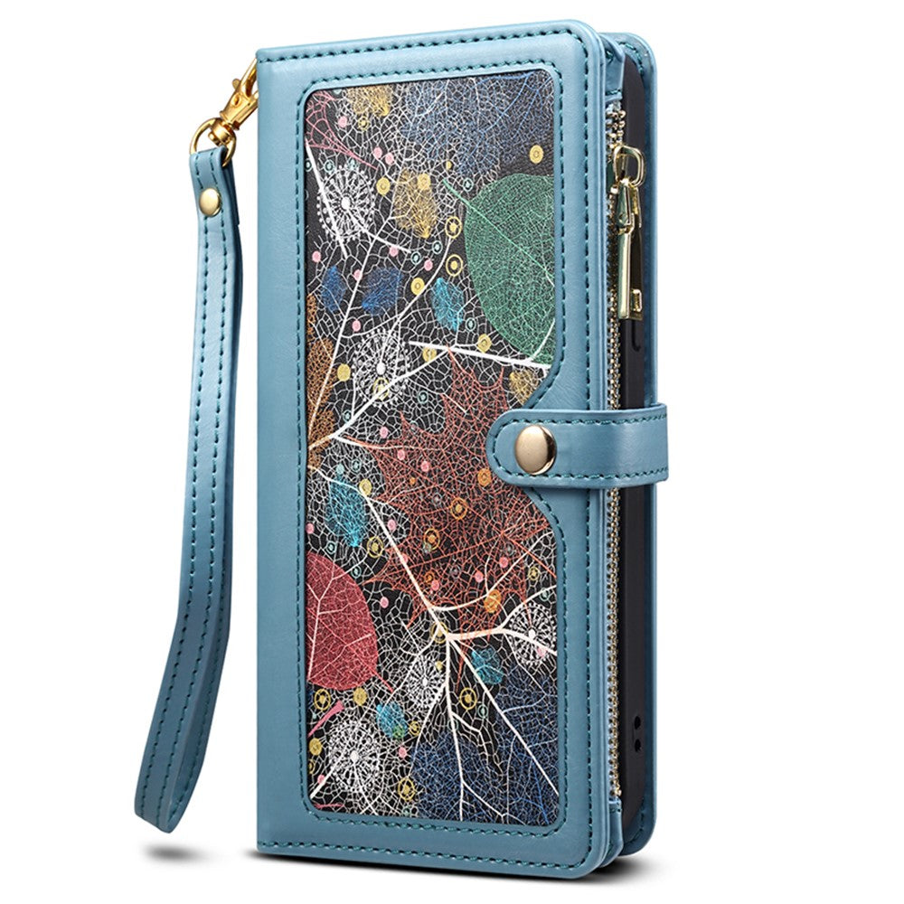 ESEBLE RFID Blocking Phone Case for iPhone 15 Pro Max , Zipper Pocket PU Leather Stand Wallet Cover