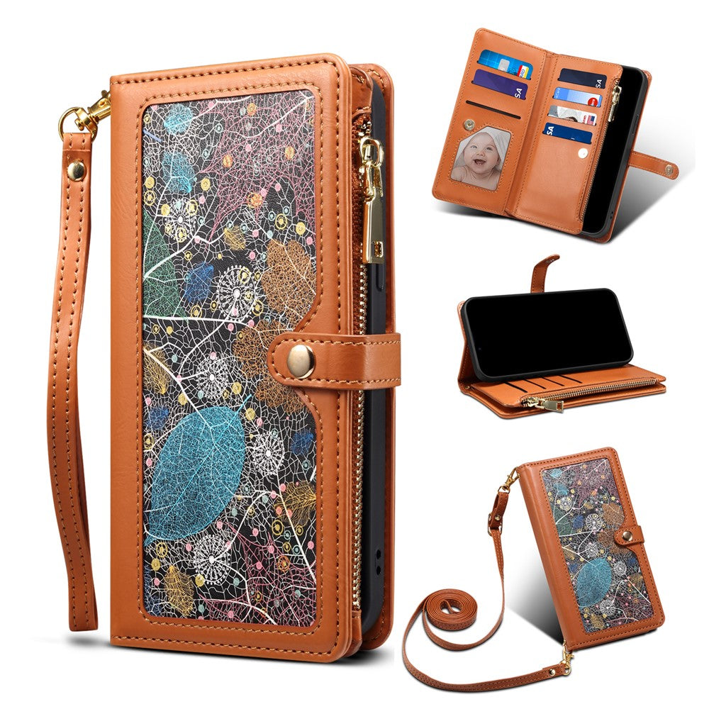 ESEBLE RFID Blocking Phone Case for iPhone 15 Pro Max , Zipper Pocket PU Leather Stand Wallet Cover