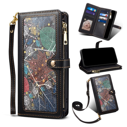 ESEBLE RFID Blocking Phone Case for iPhone 15 Pro Max , Zipper Pocket PU Leather Stand Wallet Cover