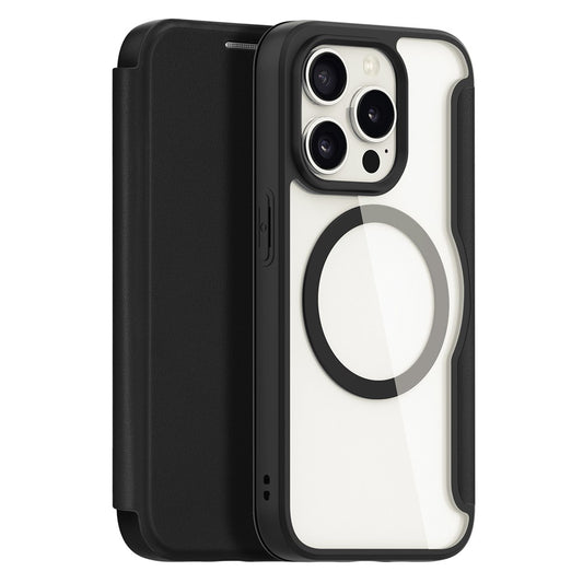 For iPhone 15 Pro Leather Case DUX DUCIS Skin X Pro Series Flip Cover Compatible with MagSafe
