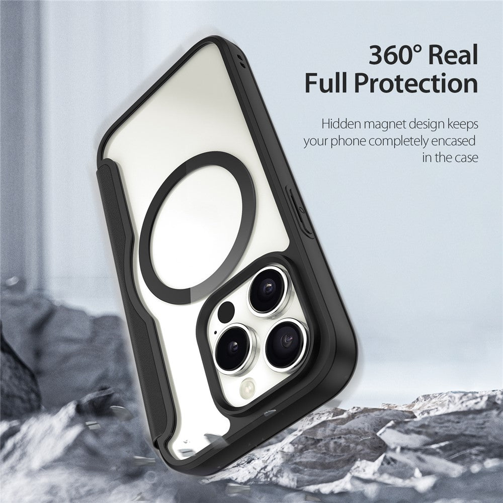 For iPhone 15 Pro Leather Case DUX DUCIS Skin X Pro Series Flip Cover Compatible with MagSafe